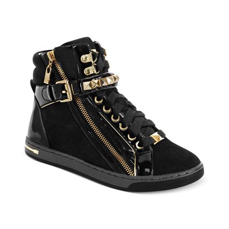 michael kors girls black and gold hightops|Michael Kors kids sneakers.